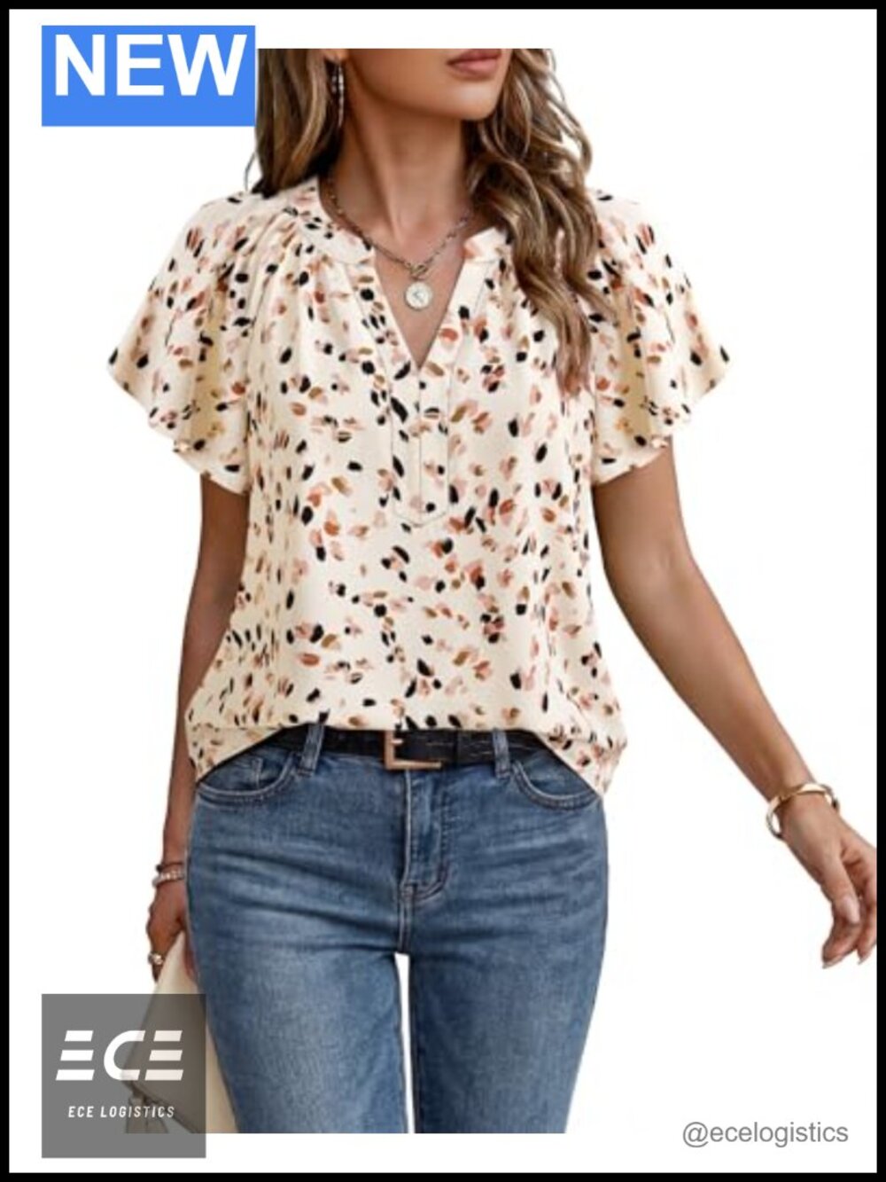 Womens Summer Tops Short Sleeve Chiffon Blouse Business Casual V-Neck